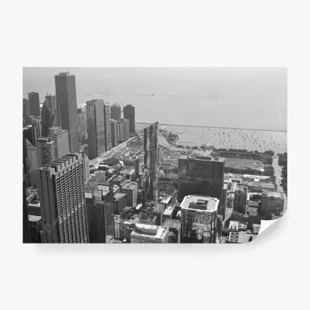 Fotomural vista aérea urbana en blanco y negro – Pixers®
