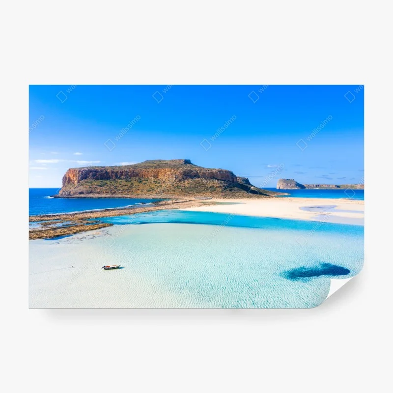 Fotomural escena costera de aguas turquesa y playa de arena blanca