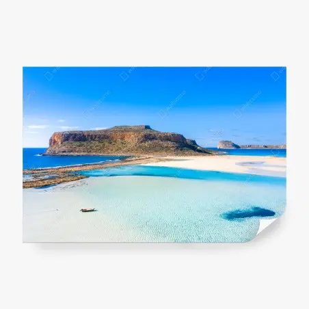 Fotomural escena costera de aguas turquesa y playa de arena blanca – Pixers®