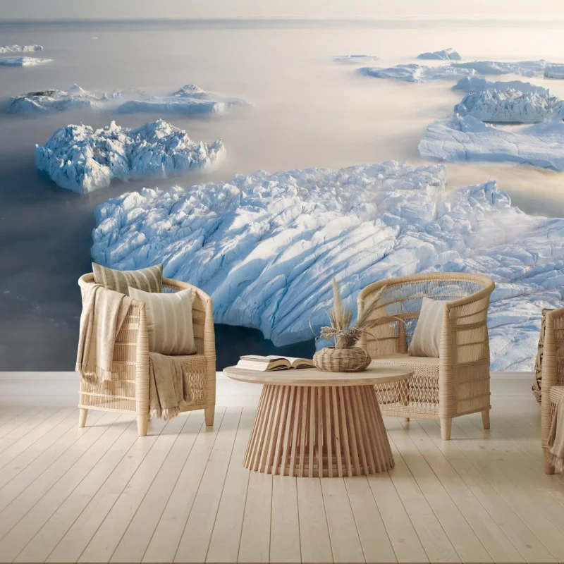 Fotomural amanecer sobre icebergs en el Ártico