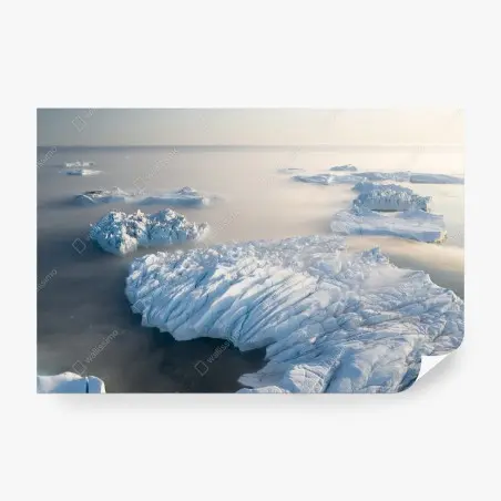 Fotomural amanecer sobre icebergs en el Ártico – Pixers®