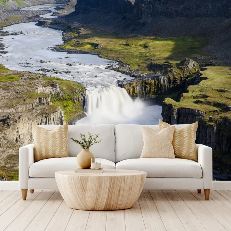 Fotomural cascada majestuosa en el cañón de Islandia