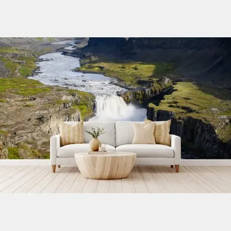 Fotomural cascada majestuosa en el cañón de Islandia – Pixers®
