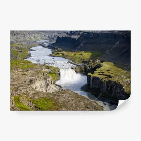 Fotomural cascada majestuosa en el cañón de Islandia – Pixers®