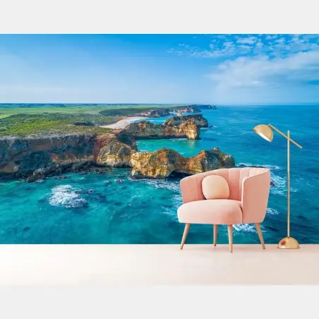 Fotomural vistas impresionantes de los acantilados del Great Ocean Road, Warrnambool, Australia – Pixers®