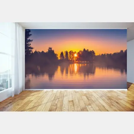 Fotomural amanecer dorado sobre el lago – Pixers®