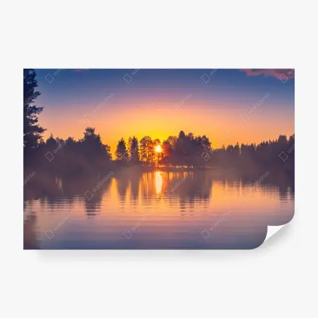 Fotomural amanecer dorado sobre el lago – Pixers®