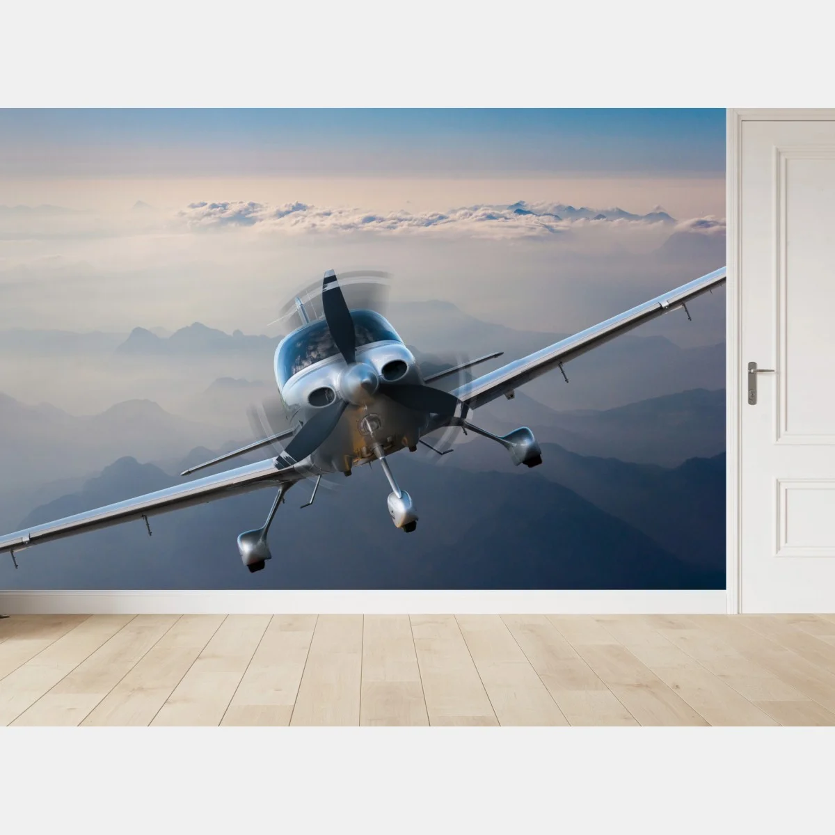 Fotomural avión monomotor sobre paisaje montañoso al amanecer – Pixers® Fotomural avión monomotor sobre paisaje montañoso al amanecer – Pixers®