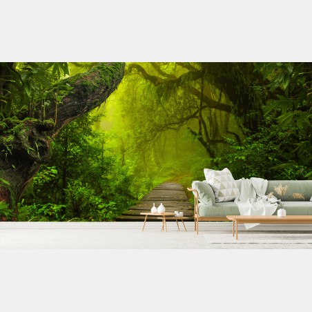 Fotomural sendero místico en la selva verde – Pixers®