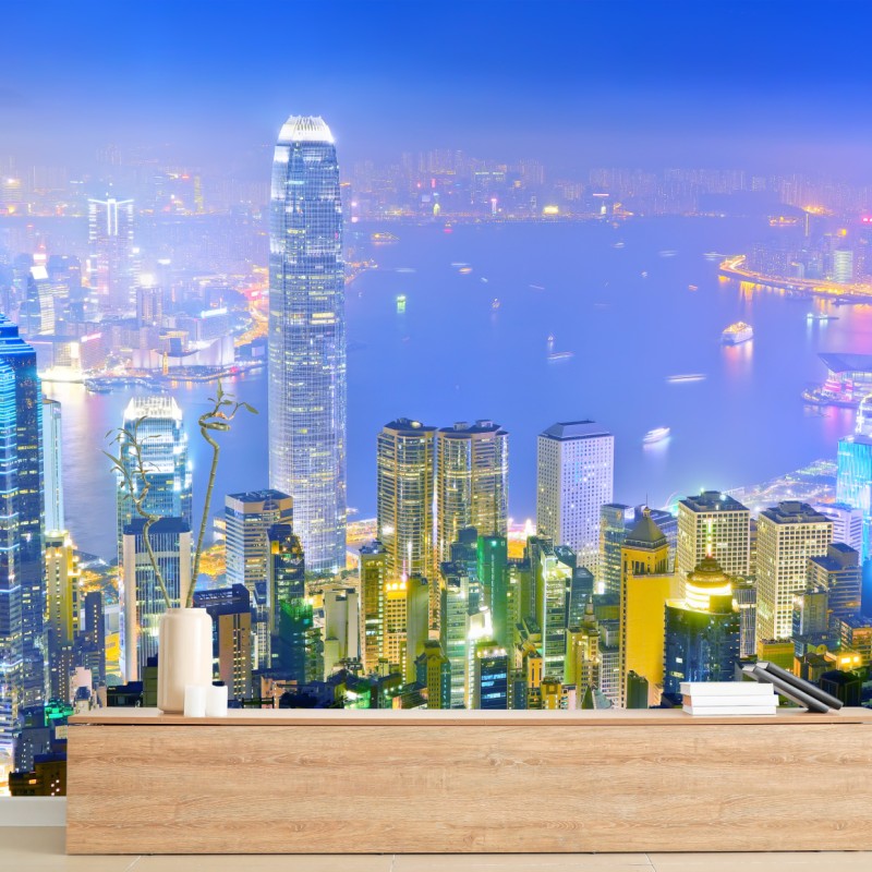 Fotomural vistas nocturnas de Hong Kong