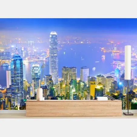 Fotomural vistas nocturnas de Hong Kong – Pixers®