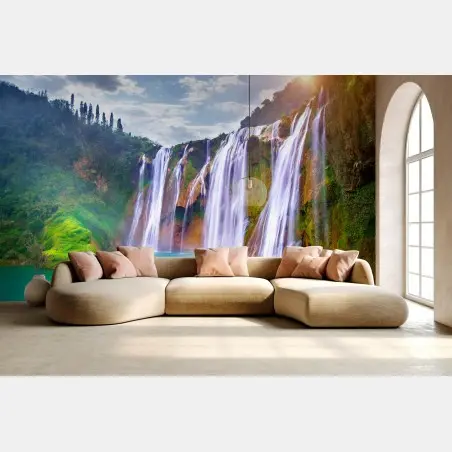 Fotomural paisaje sereno de la cascada Jiulong en Luoping, China – Pixers®