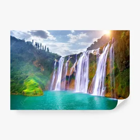 Fotomural paisaje sereno de la cascada Jiulong en Luoping, China – Pixers®