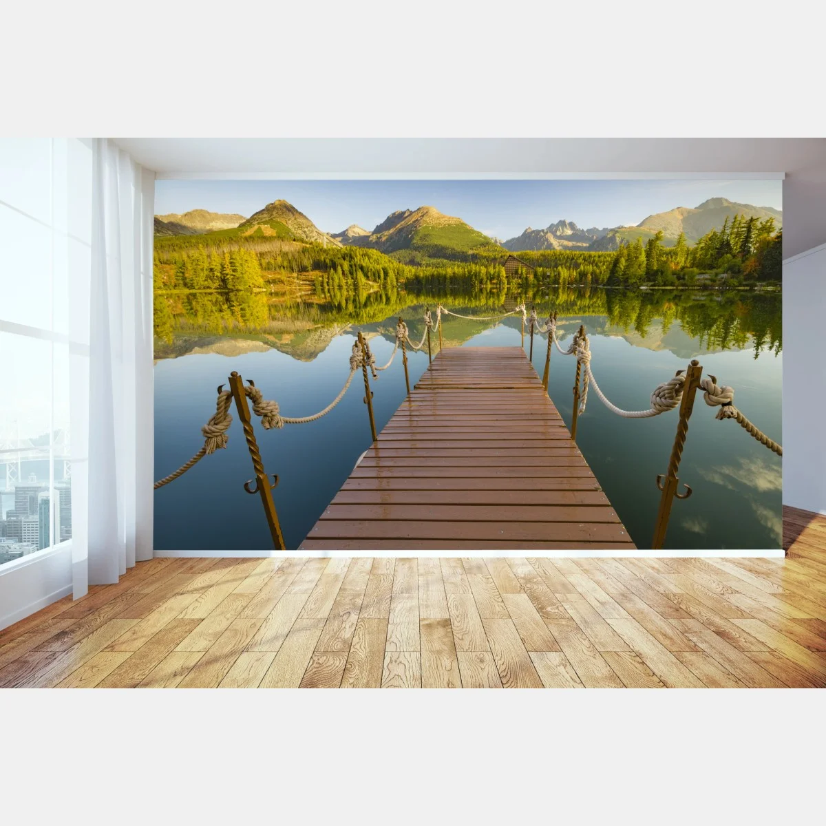 Fotomural paisaje sereno de Strbske Pleso al amanecer – Pixers® Fotomural paisaje sereno de Strbske Pleso al amanecer – Pixers®