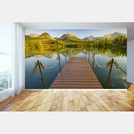 Fotomural paisaje sereno de Strbske Pleso al amanecer – Pixers®