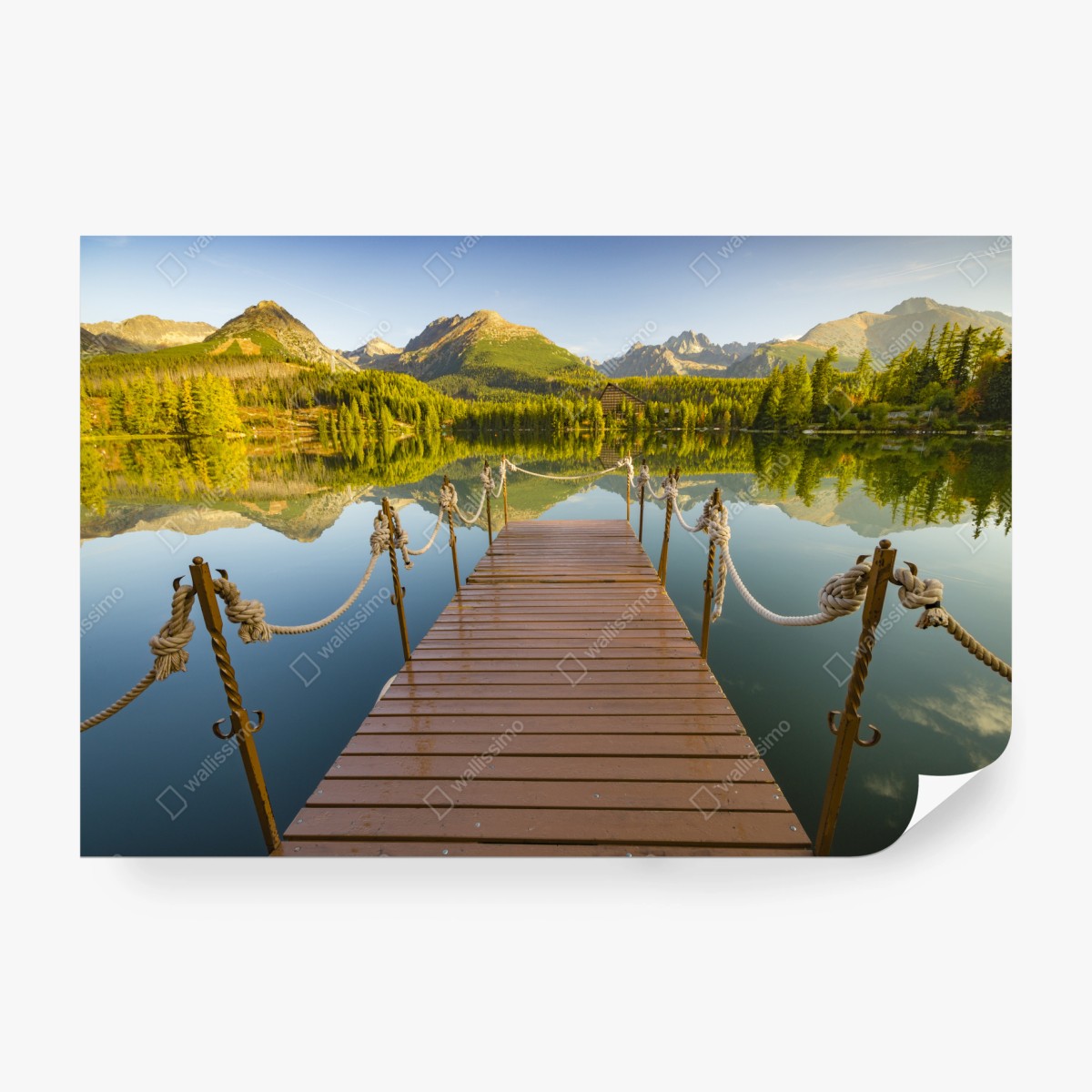 Fotomural paisaje sereno de Strbske Pleso al amanecer – Pixers®