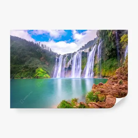 Fotomural vistas serenas de la cascada Jiulong – Pixers®