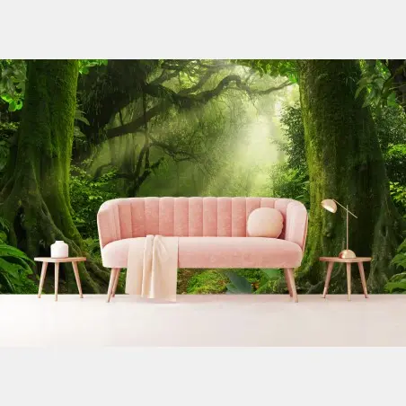 Fotomural sendero luminoso en bosque encantado – Pixers®