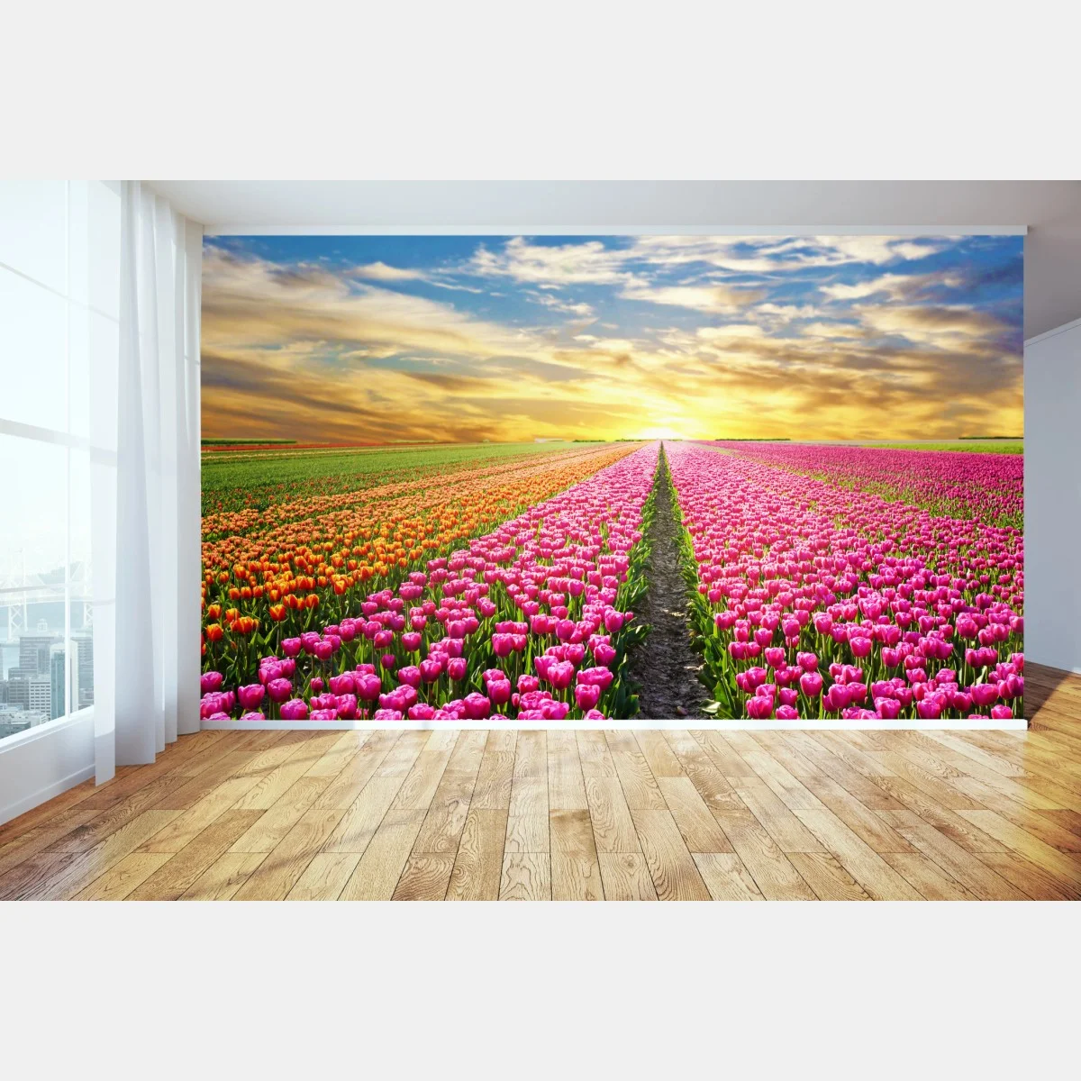 Fotomural amanecer mágico sobre campos de tulipanes en Países Bajos – Pixers® Fotomural amanecer mágico sobre campos de tulipanes en Países Bajos – Pixers®