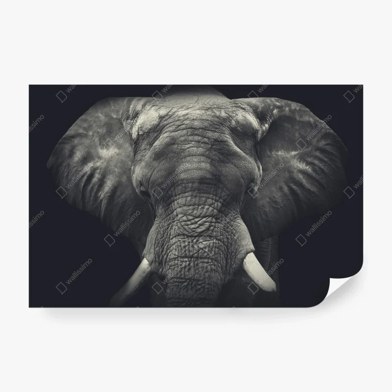 Fotomural retrato monocromo de elefante en primer plano