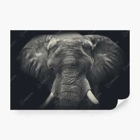Fotomural retrato monocromo de elefante en primer plano – Pixers®