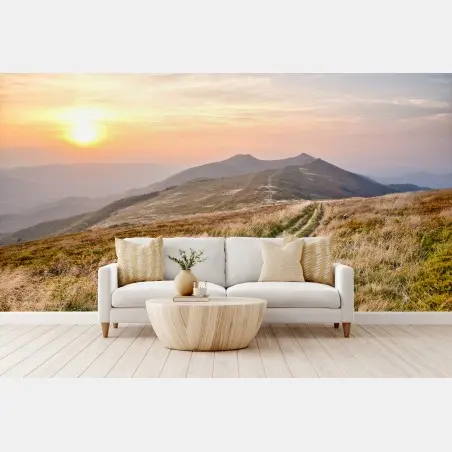 Fotomural sendero hacia las cumbres al atardecer – Pixers®