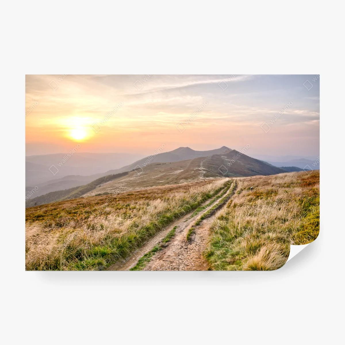Fotomural sendero hacia las cumbres al atardecer – Pixers®
