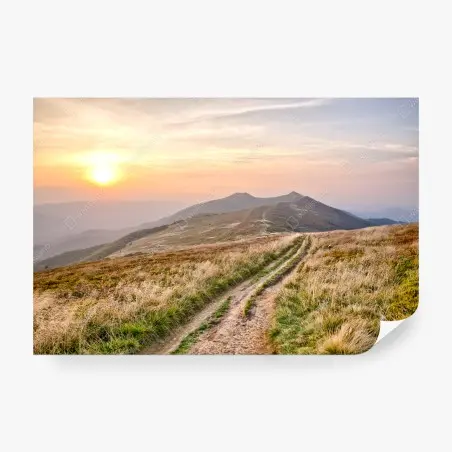 Fotomural sendero hacia las cumbres al atardecer – Pixers®