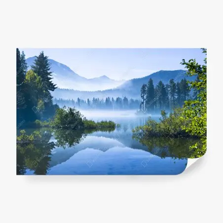 Fotomural serenidad matutina en lago de montaña – Pixers®