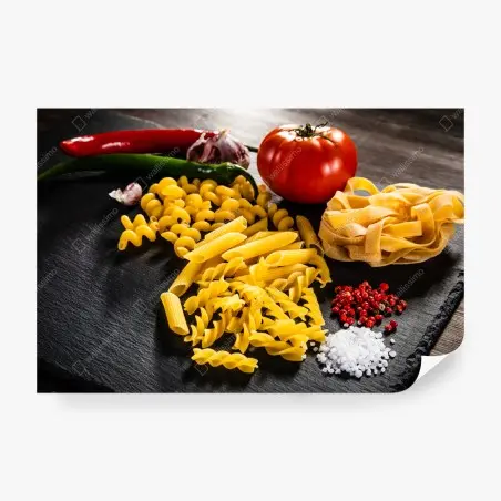 Fotomural composición de pasta y especias mediterráneas – Pixers®