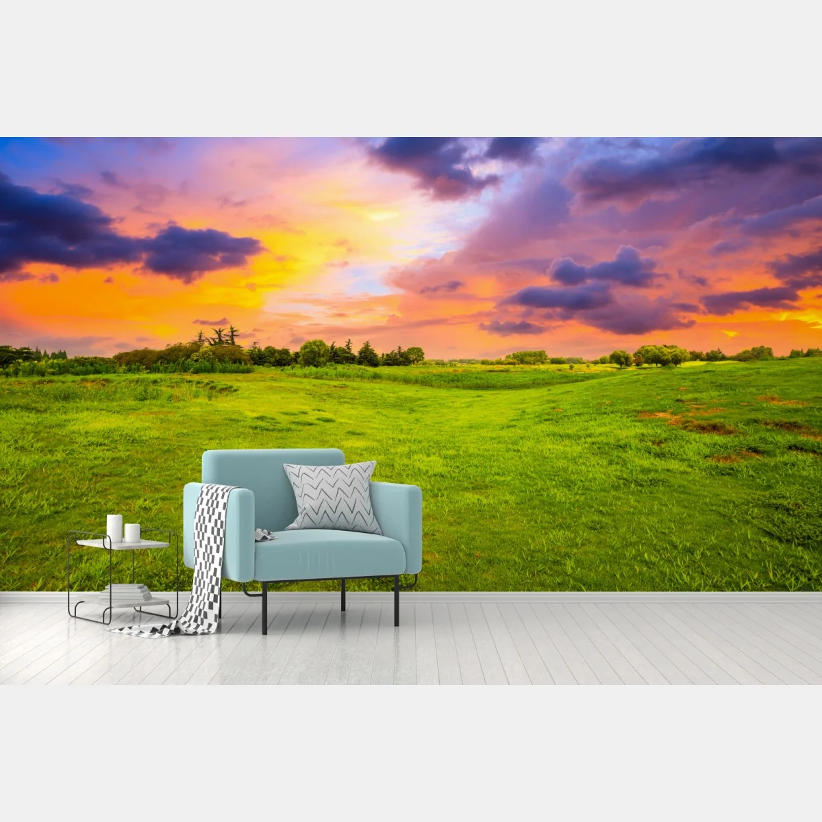 Fotomural paisaje de pradera al atardecer con cielo colorido – Pixers® Fotomural paisaje de pradera al atardecer con cielo colorido – Pixers®