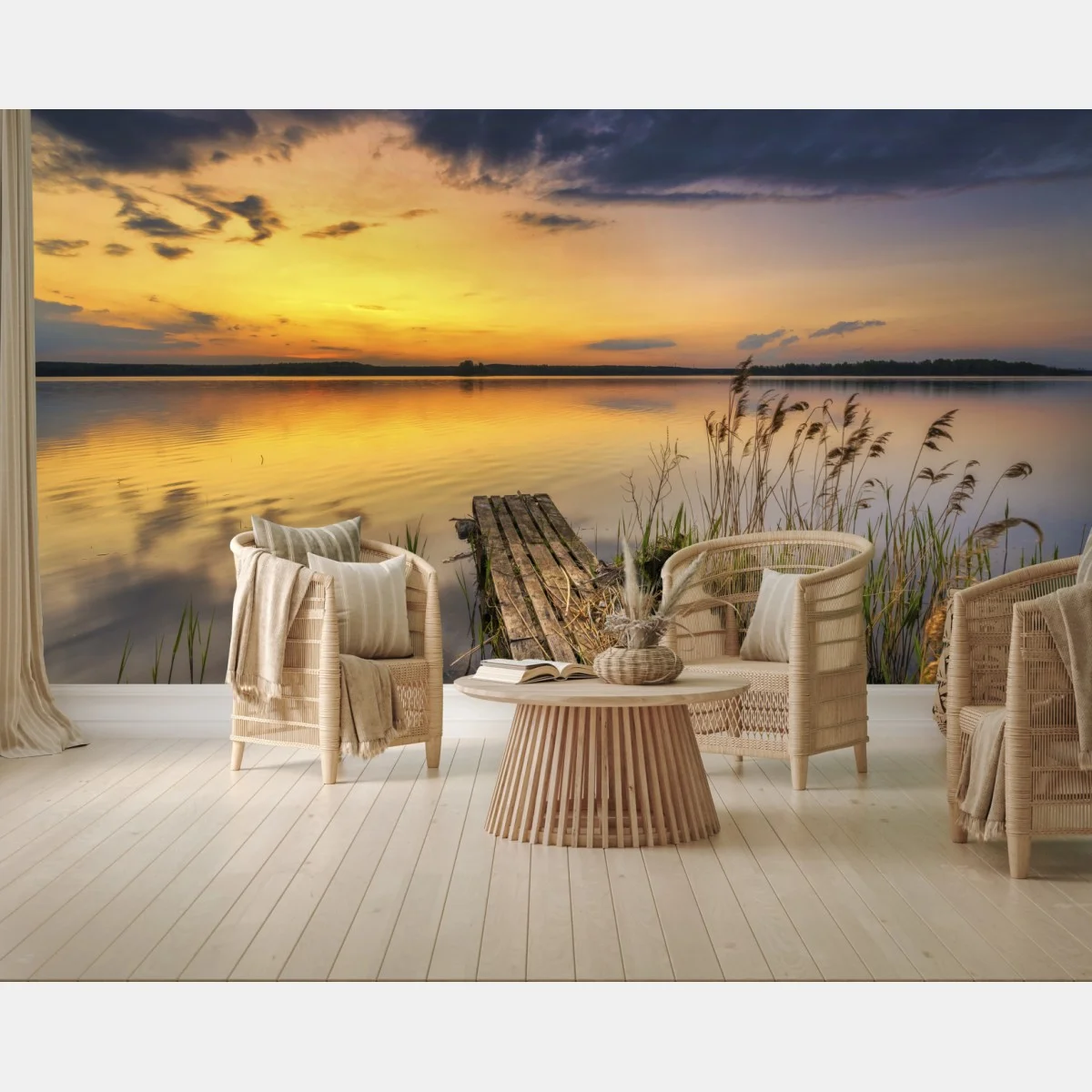 Fotomural atardecer dorado en el lago – Pixers® Fotomural atardecer dorado en el lago – Pixers®