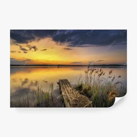 Fotomural atardecer dorado en el lago – Pixers®