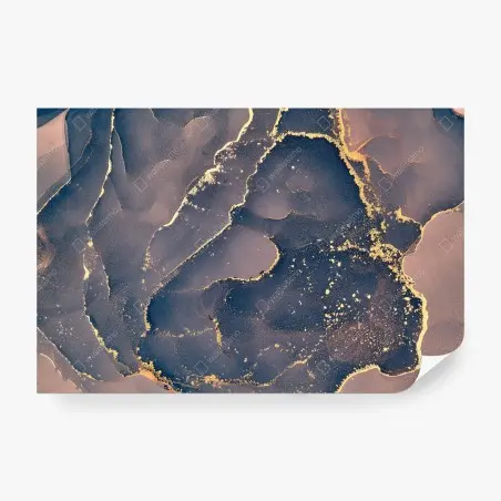 Fotomural abstracción marina con vetas doradas – Pixers®