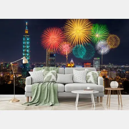 Fotomural celebración nocturna en Taipei – Pixers®