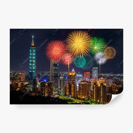 Fotomural celebración nocturna en Taipei – Pixers®