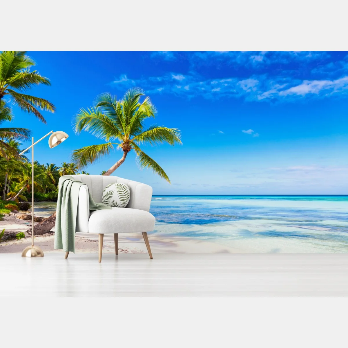 Fotomural playa tropical con palmera inclinada – Pixers® Fotomural playa tropical con palmera inclinada – Pixers®