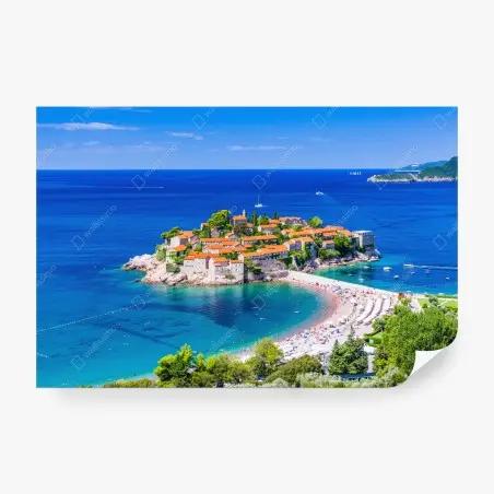 Fotomural vistas de Sveti Stefan, Montenegro – Pixers®