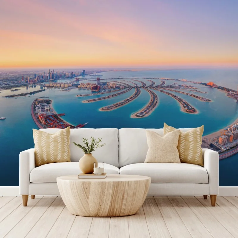 Fotomural atardecer sobre Palm Jumeirah, Dubái