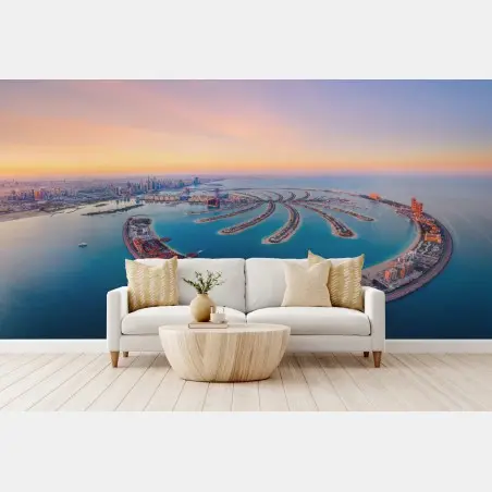 Fotomural atardecer sobre Palm Jumeirah, Dubái – Pixers®