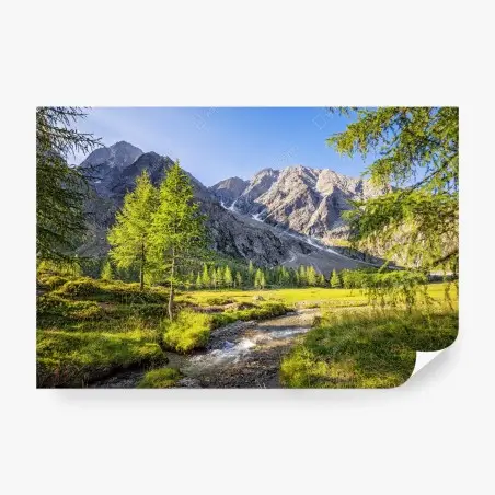 Fotomural valle montañoso con arroyo cristalino – Pixers®