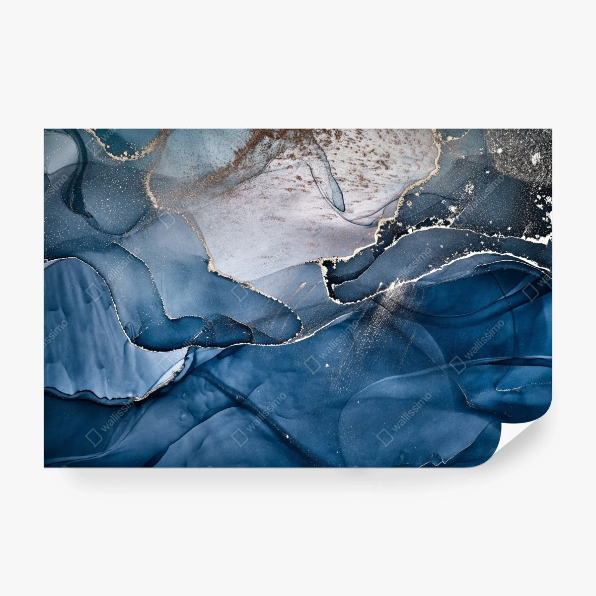 Fotomural paisaje abstracto en tinta alcohólica azul y dorada – Pixers® Fotomural paisaje abstracto en tinta alcohólica azul y dorada – Pixers®