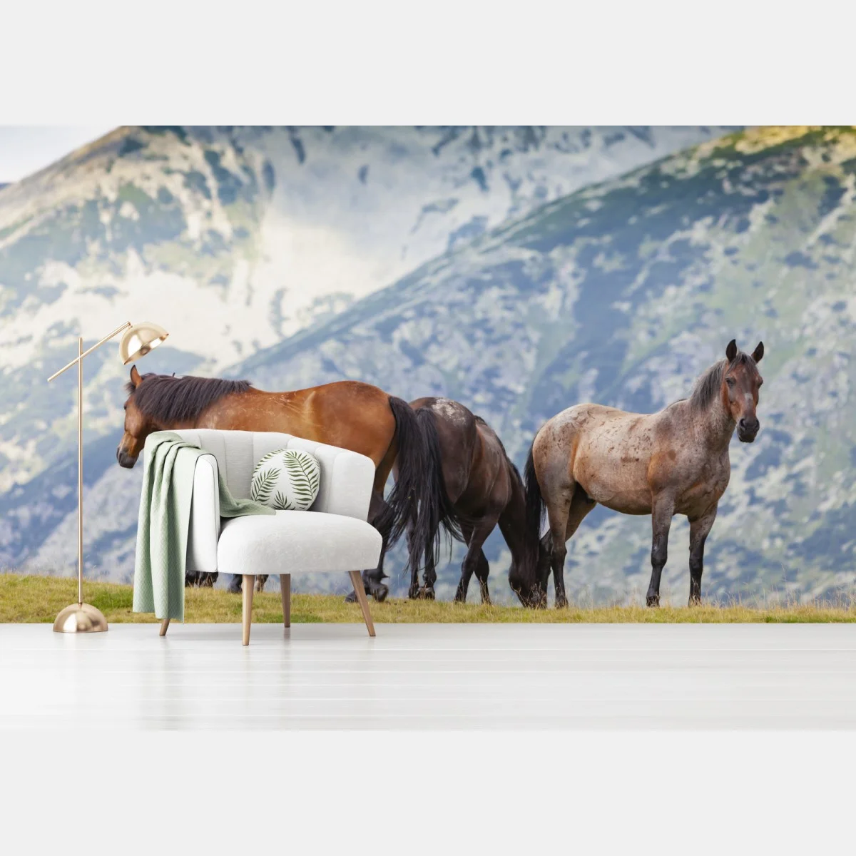 Fotomural manada de caballos en pradera de montaña – Pixers® Fotomural manada de caballos en pradera de montaña – Pixers®