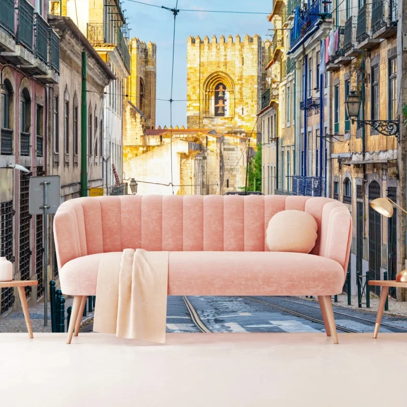 Fotomural tranvía amarillo de la línea 28 en Lisboa
