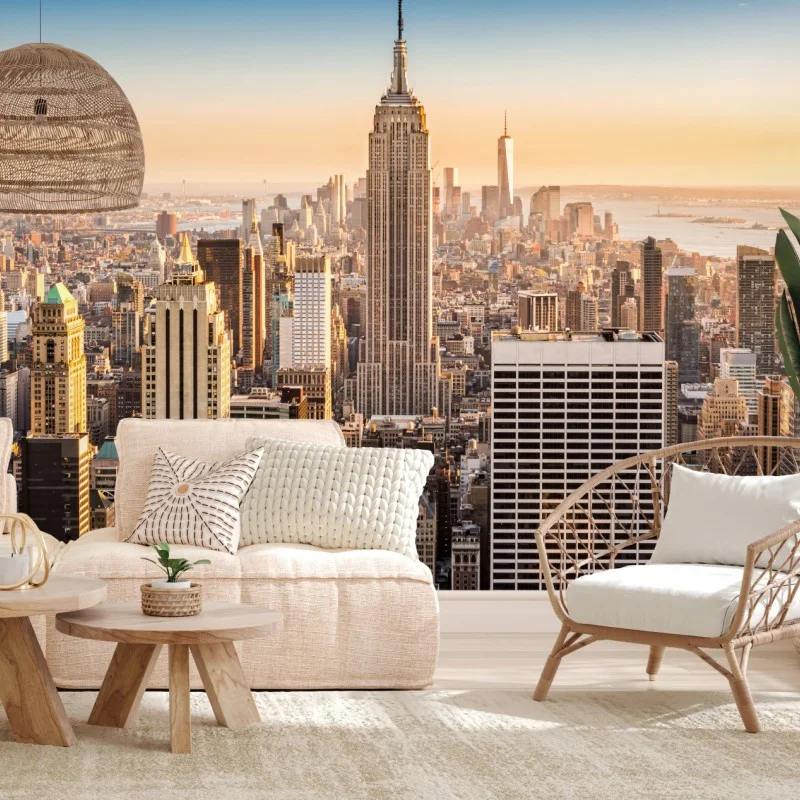 Fotomural panorama urbano de Nueva York al atardecer