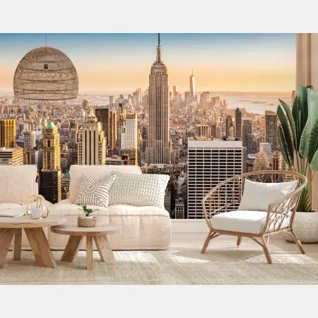 Fotomural panorama urbano de Nueva York al atardecer – Pixers®