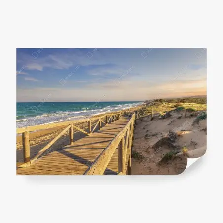 Fotomural pasarela de madera hacia la playa de Guardamar – Pixers®