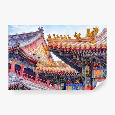Fotomural templo Lama de Beijing: tejados ornamentales y dragones – Pixers®