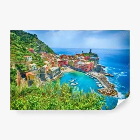 Fotomural vistas de Vernazza, Italia: costa de casas de colores – Pixers®