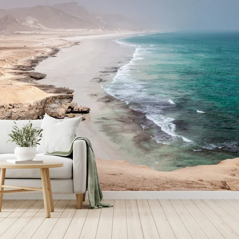 Fotomural paisaje costero desértico en tonos turquesa